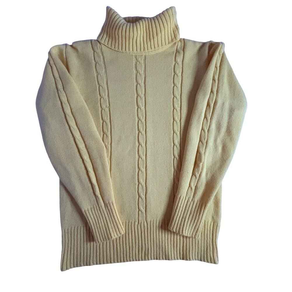 Amcrest Yellow Cable Knit Turtleneck‎ Sweater Women's Size 16 Acrylic Vintage